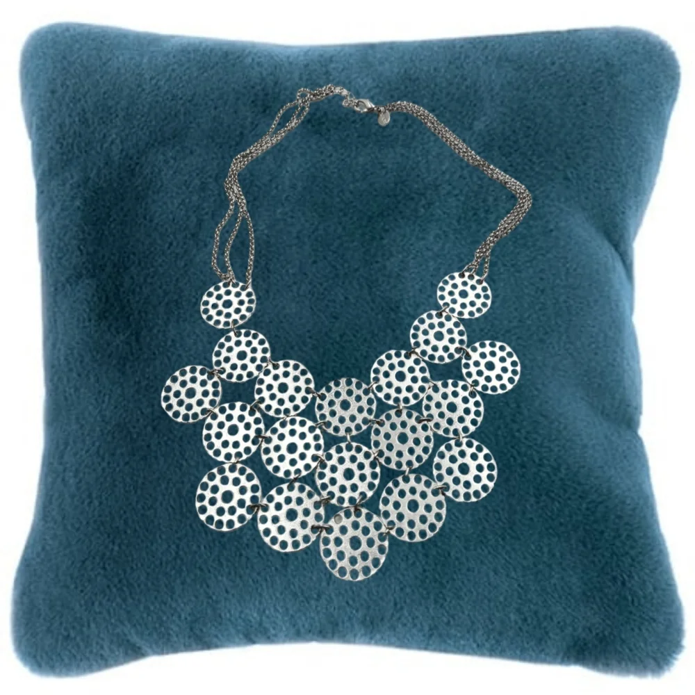 Express - Silver Tone Necklace with Perforated Disks